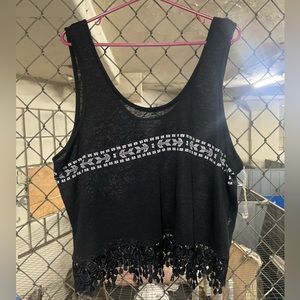 Womens black tank crop top